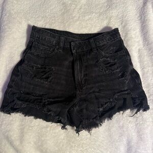 American Eagle Outfitters Black Ripped Jean Shorts
